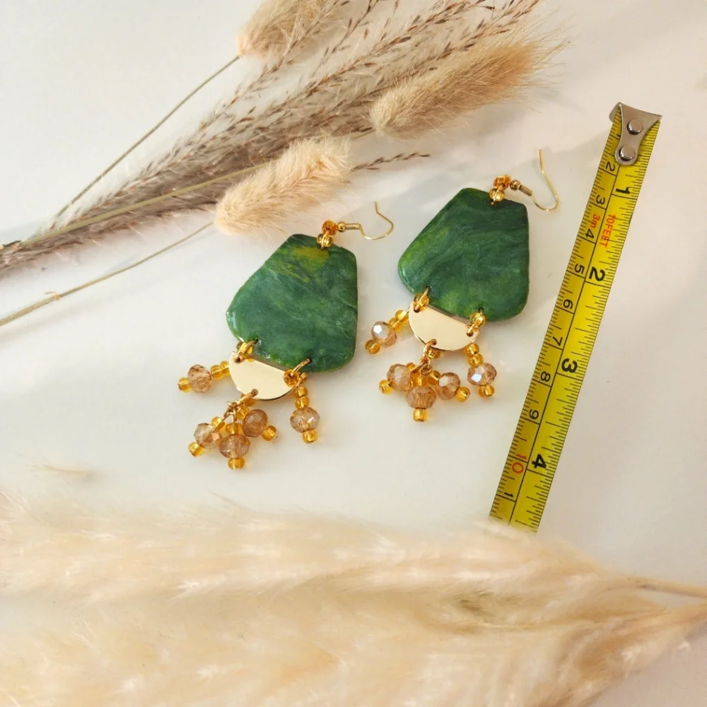 Handmade Polymer/Beads Earrings - Picture 2 of 3